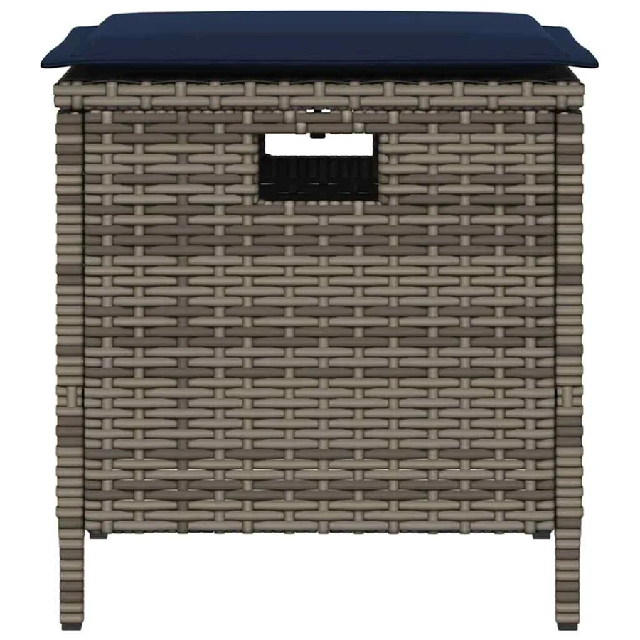 Ensemble à manger de jardin 5 pcs coussins gris résine tressée - 3
