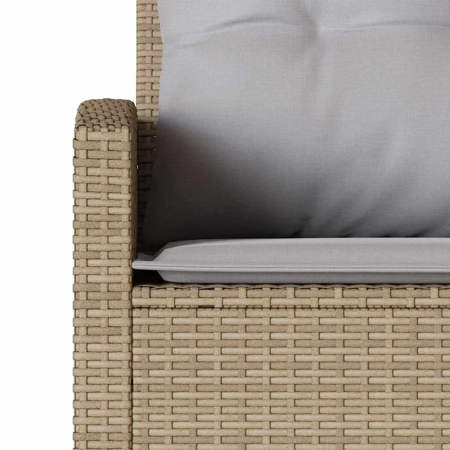 Canapés en forme de L avec coussins beige résine tressée - 6