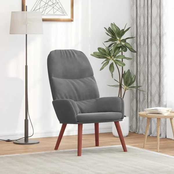 Fauteuil relaxant velours gris foncé