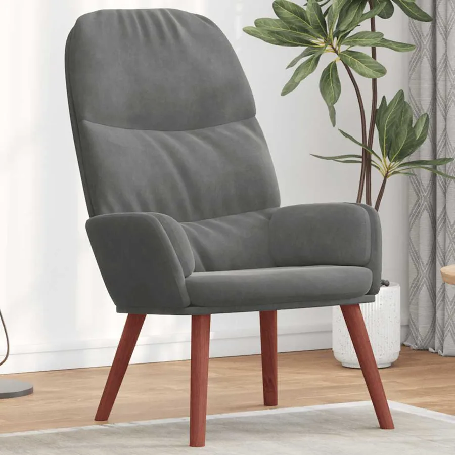 Fauteuil relaxant velours gris foncé - 3