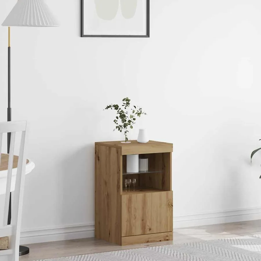 Buffet LED Chêne artisanal 41 x 37 x 67 cm Bois d'ingénierie