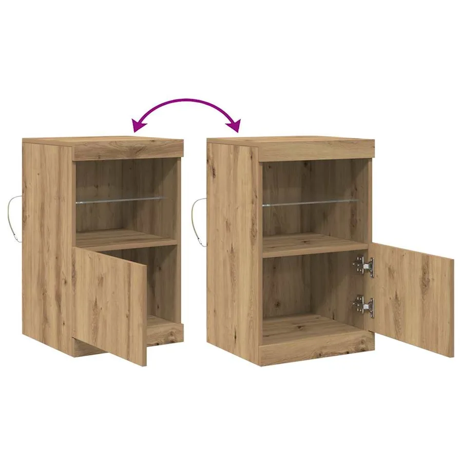 Buffet LED Chêne artisanal 41 x 37 x 67 cm Bois d'ingénierie - 13