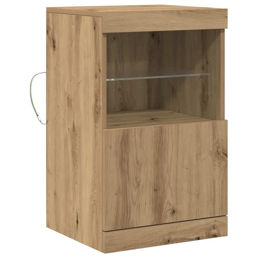 Buffet LED Chêne artisanal 41 x 37 x 67 cm Bois d'ingénierie - 2