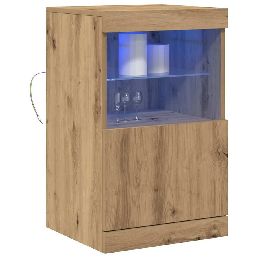 Buffet LED Chêne artisanal 41 x 37 x 67 cm Bois d'ingénierie - 3