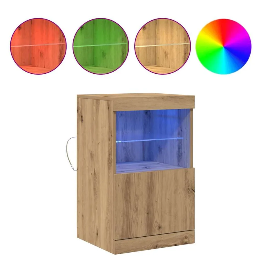 Buffet LED Chêne artisanal 41 x 37 x 67 cm Bois d'ingénierie - 4