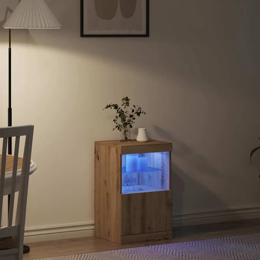 Buffet LED Chêne artisanal 41 x 37 x 67 cm Bois d'ingénierie - 5