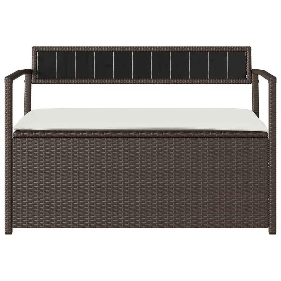 Banc de rangement de jardin avec coussin marron résine tressée - 4