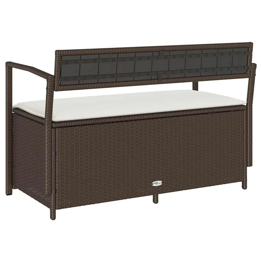 Banc de rangement de jardin avec coussin marron résine tressée - 6