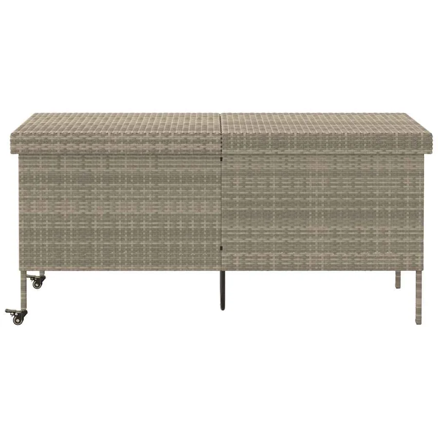 Boîte de rangement de jardin et roues gris clair résine tressée - 3