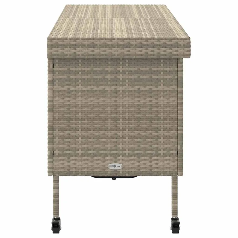 Boîte de rangement de jardin et roues gris clair résine tressée - 5