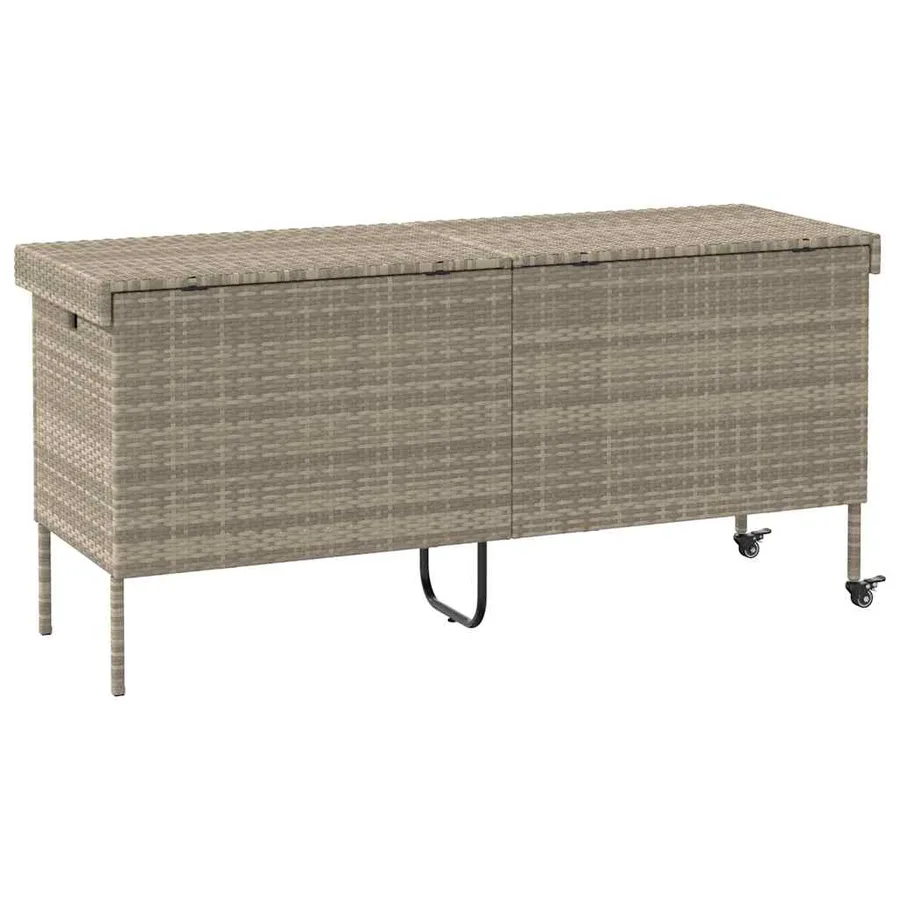 Boîte de rangement de jardin et roues gris clair résine tressée - 6