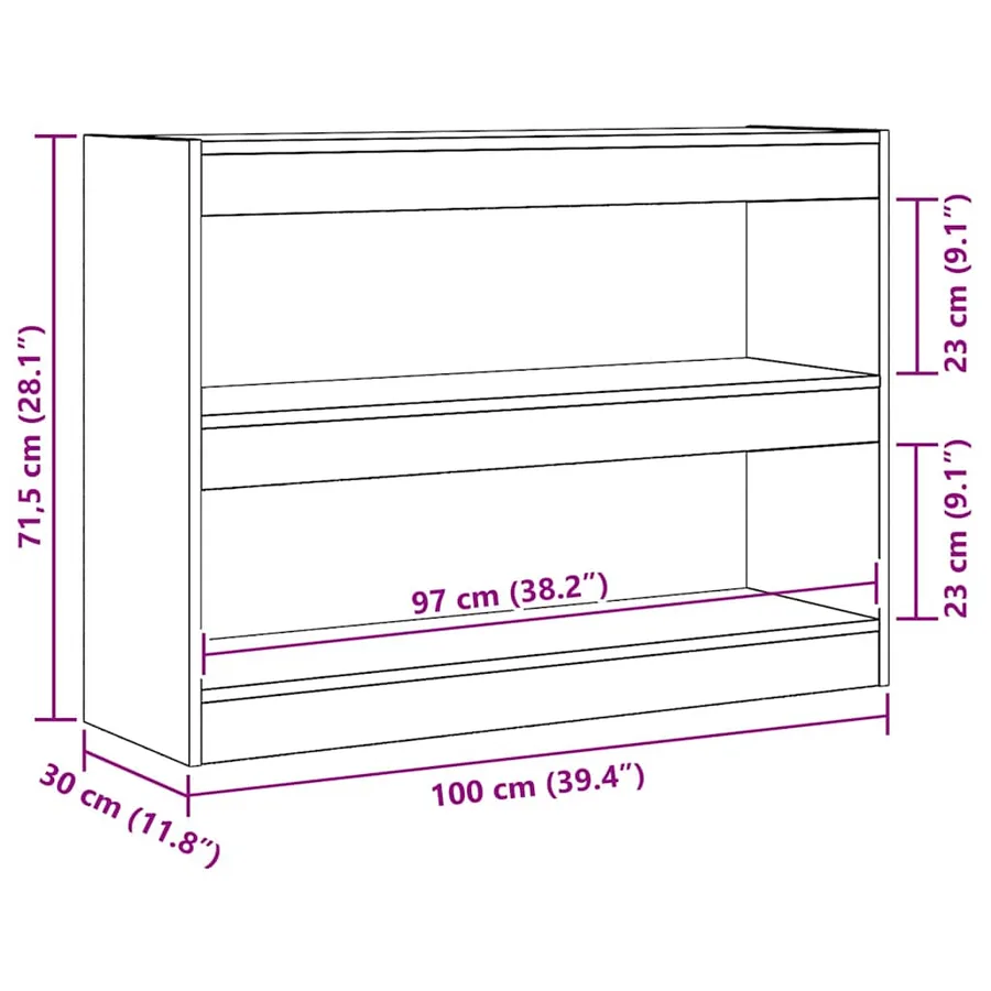 Bibliothèque Chêne noir 100 x 30 x 72 cm Bois d'ingénierie - 8