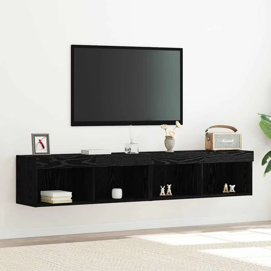 Ensemble meuble TV avec LED 2 pcs Chêne noir 80 x 30 x 30 cm