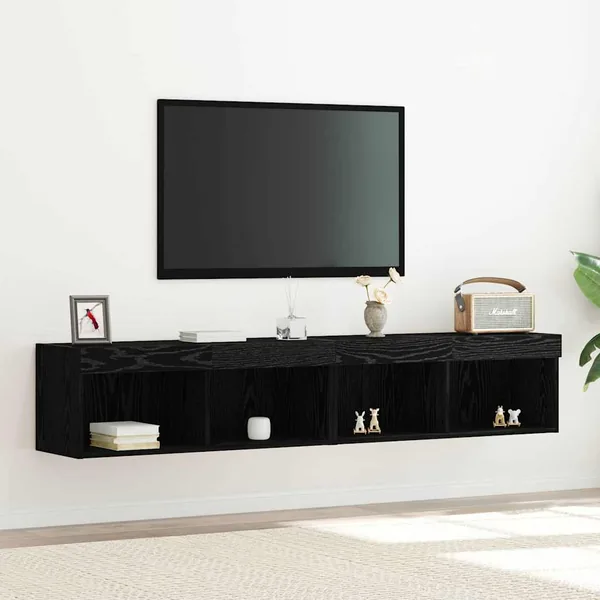 Ensemble meuble TV avec LED 2 pcs Chêne noir 80 x 30 x 30 cm