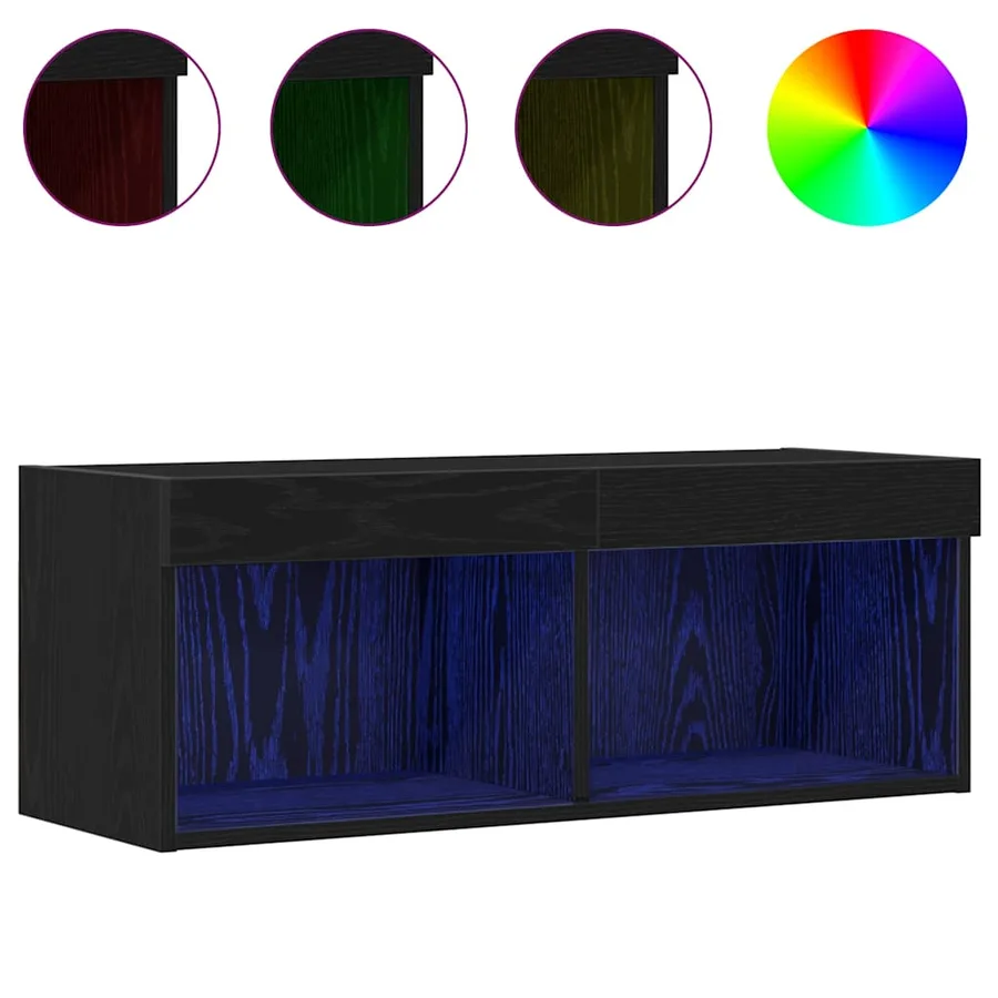 Ensemble meuble TV avec LED 2 pcs Chêne noir 80 x 30 x 30 cm - 4