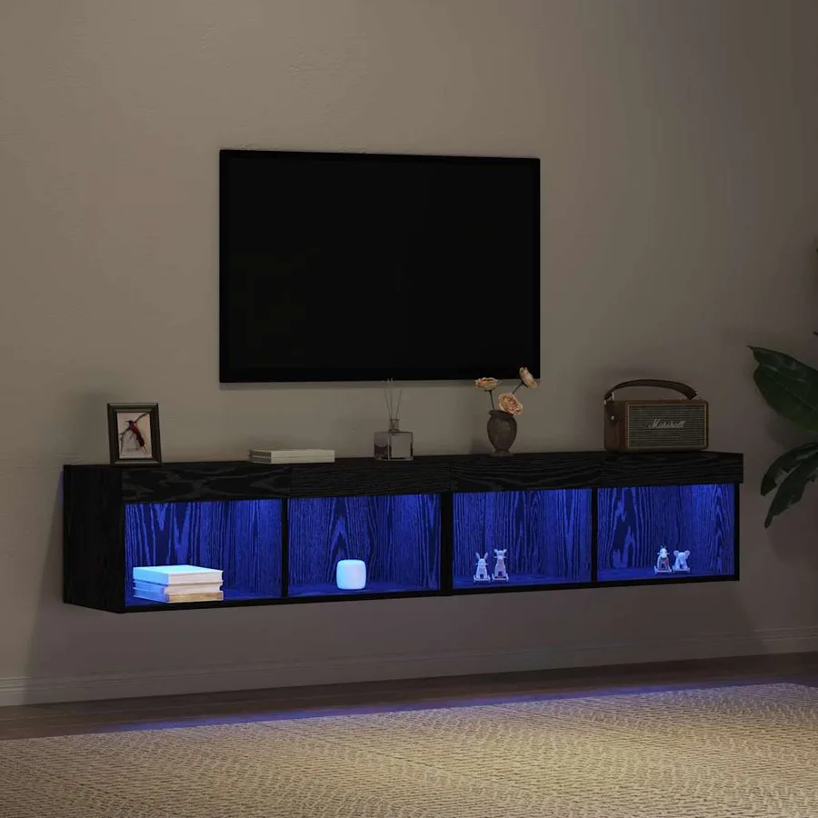 Ensemble meuble TV avec LED 2 pcs Chêne noir 80 x 30 x 30 cm - 6
