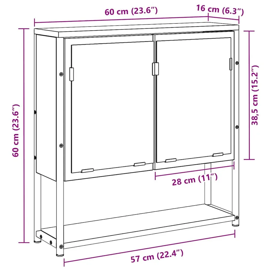 Armoire Miroir Chêne artisanal 60 x 16 x 60 cm - 13