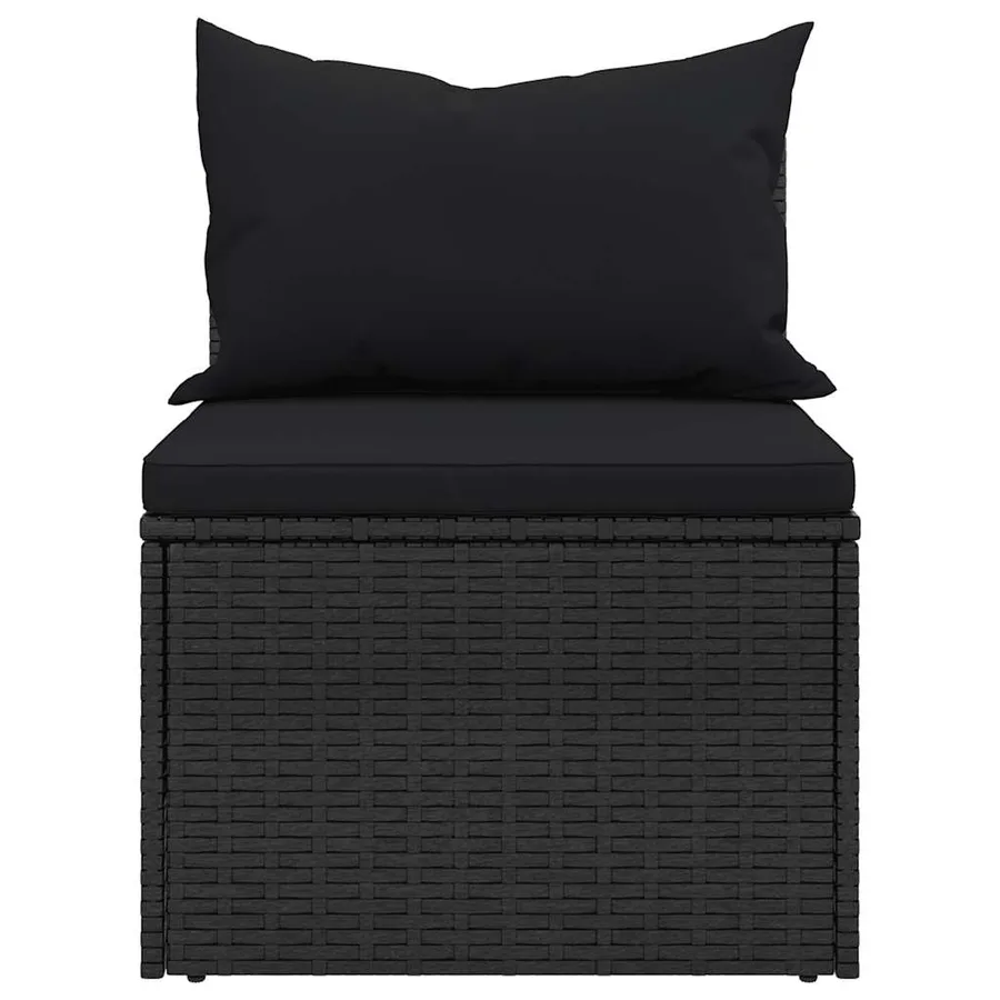 Salon de jardin 4 pcs avec coussins noir résine tressée - 10