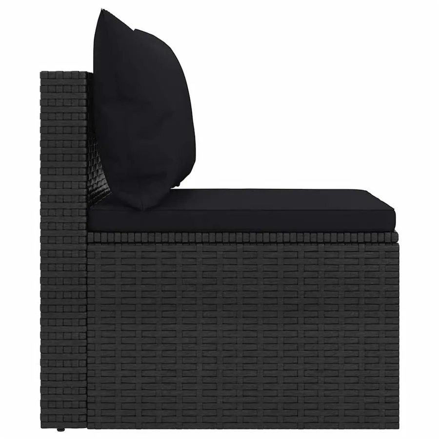 Salon de jardin 4 pcs avec coussins noir résine tressée - 11
