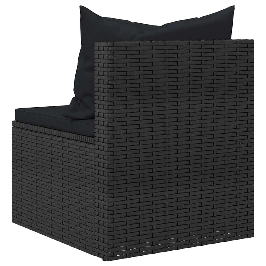 Salon de jardin 4 pcs avec coussins noir résine tressée - 12