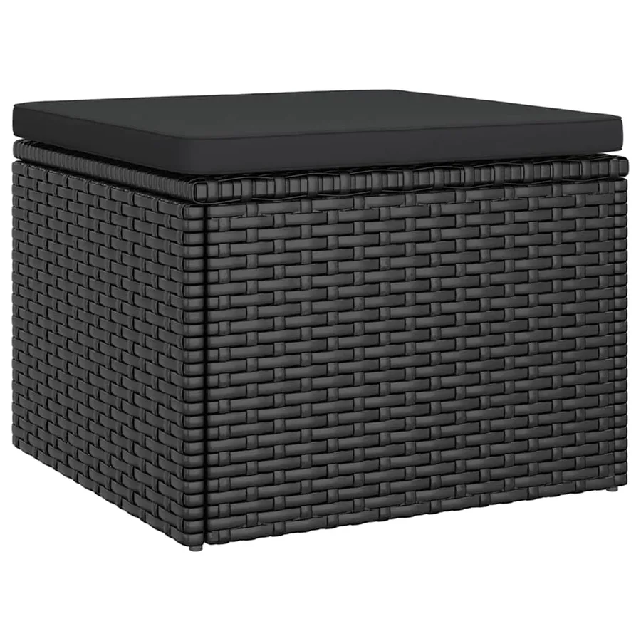 Salon de jardin 4 pcs avec coussins noir résine tressée - 14