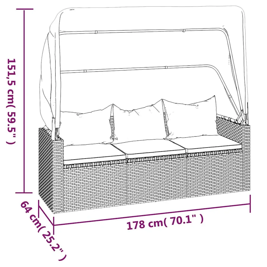 Salon de jardin 4 pcs avec coussins noir résine tressée - 15