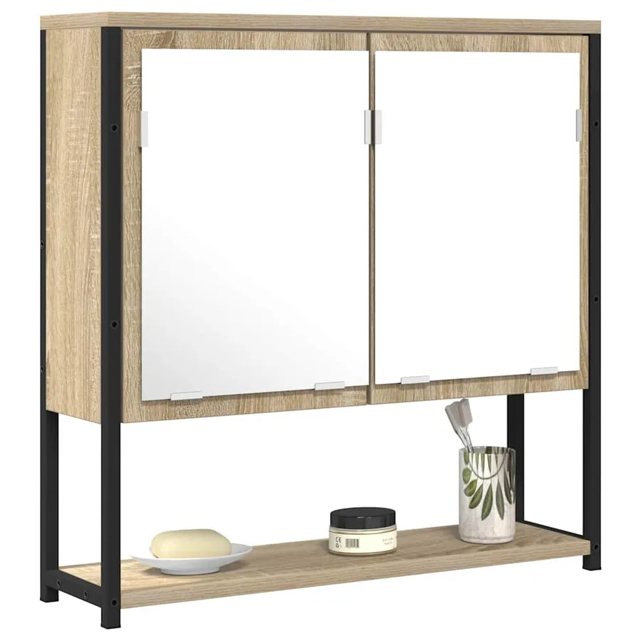 Miroir de salle de bain avec étagère Beige 60 x 16 x 60 cm - 3
