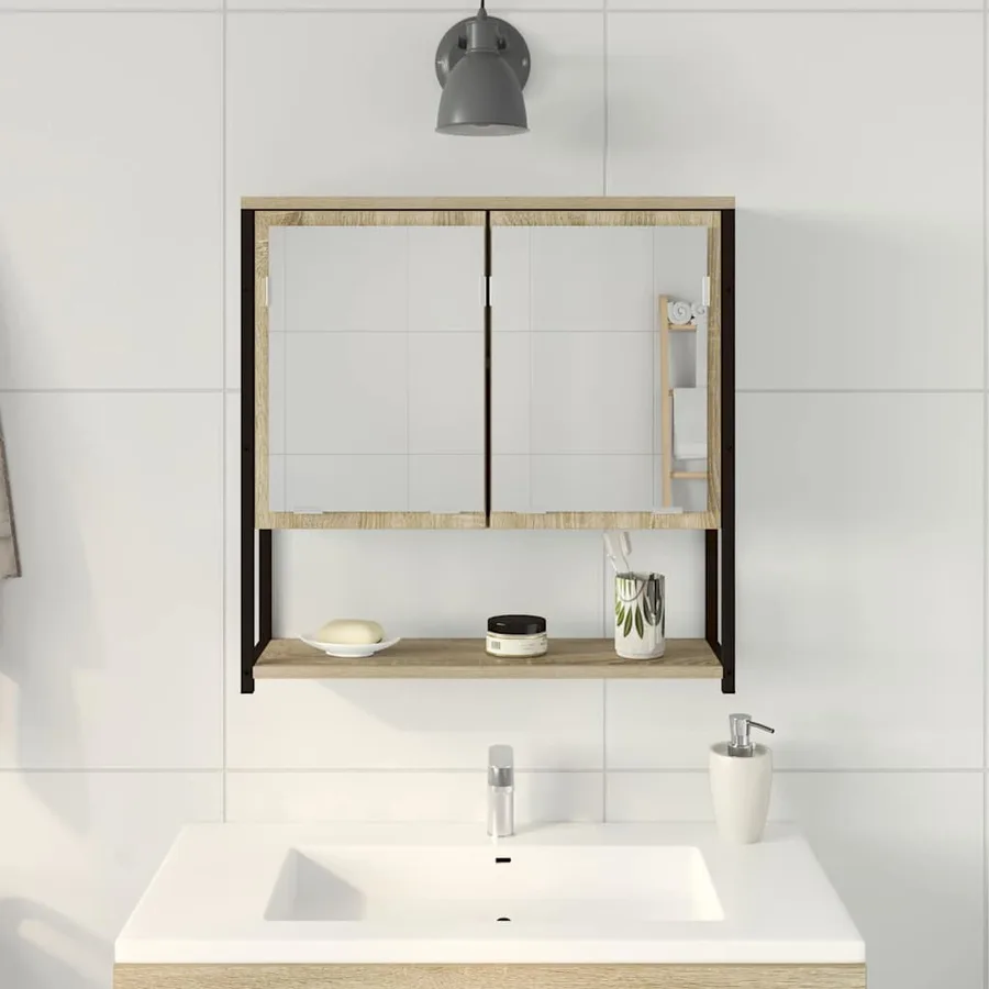 Miroir de salle de bain avec étagère Beige 60 x 16 x 60 cm - 4