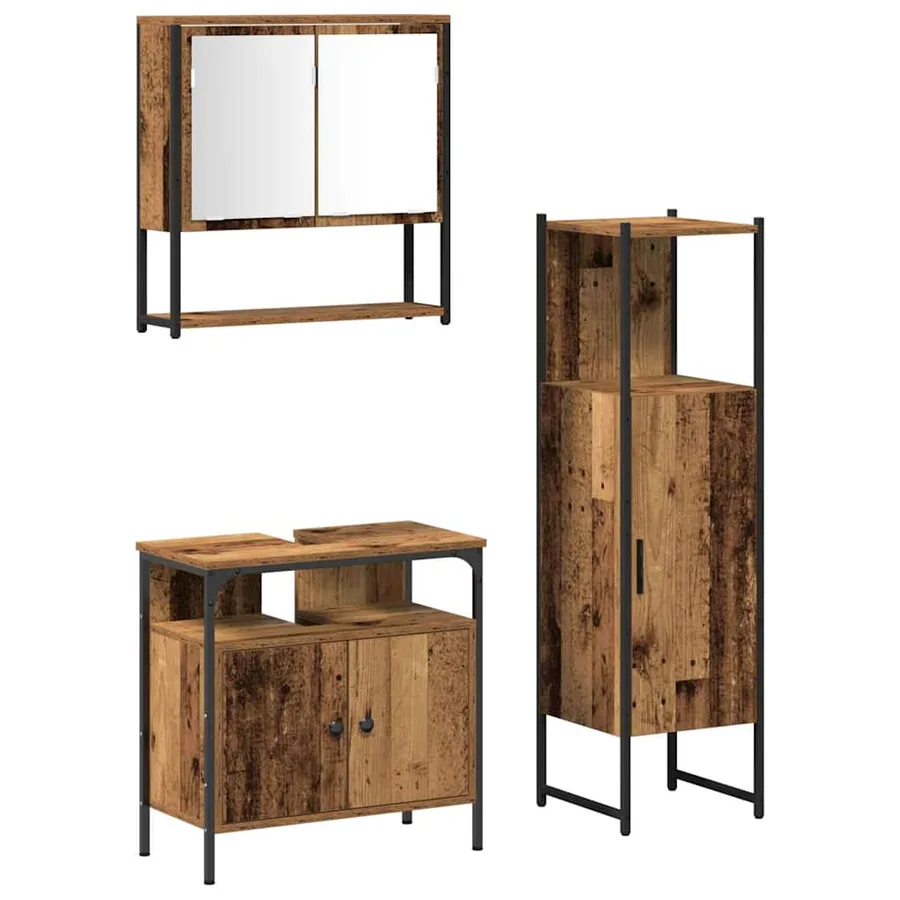 Ensemble de mobilier de salle de bain avec étagère 3 pcs Marron - 2