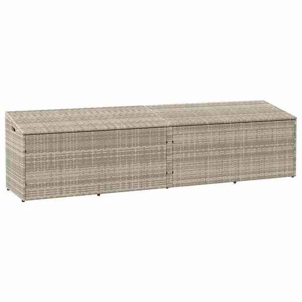 Boîte de rangement de jardin gris clair 220x50x58 cm rotin