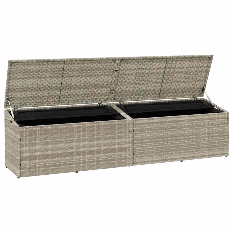Boîte de rangement de jardin gris clair 220x50x58 cm rotin - 4