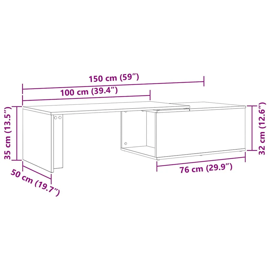 Table basse Chêne noir 150 x 50 x 35 cm Bois d'ingénierie - 12