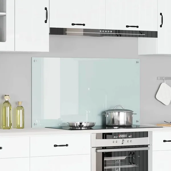 Crédence de cuisine Blanc 110 x 60 cm verre trempé