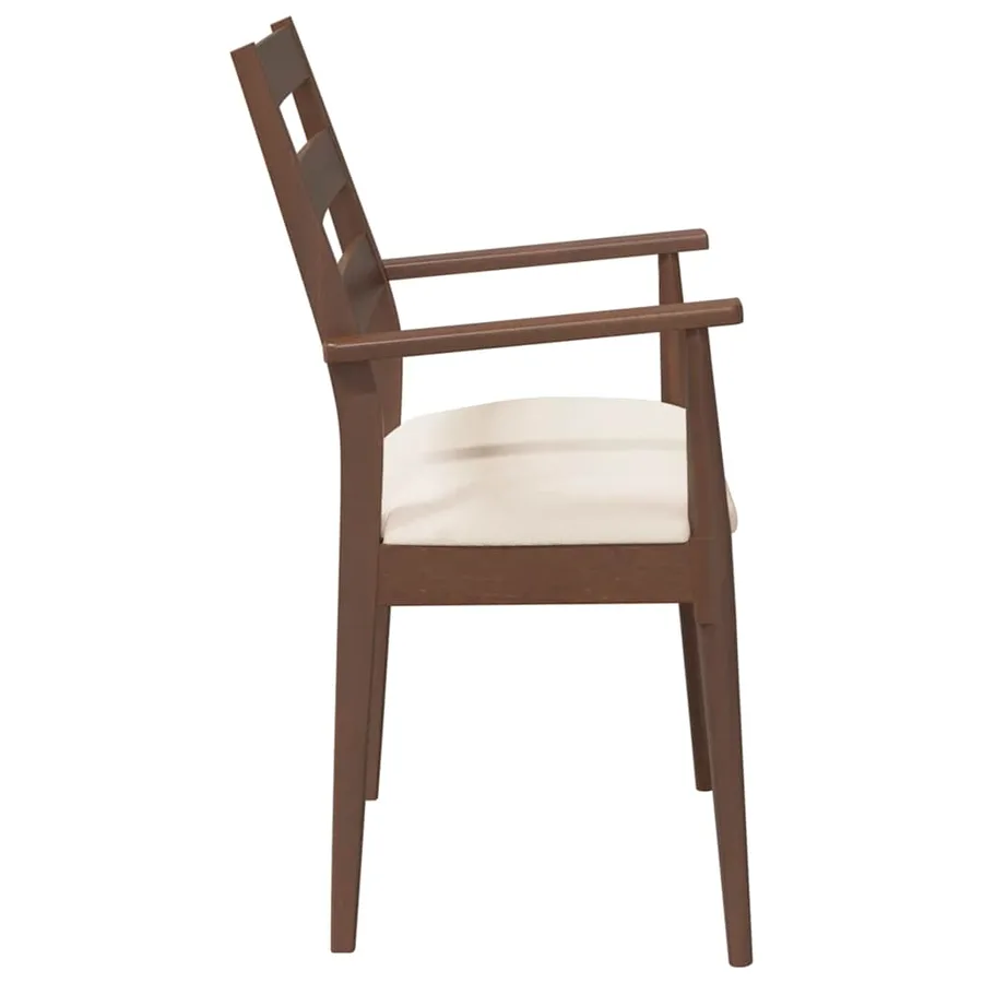 Chaises de salle à manger avec coussins (2 pcs) bois massif marron caoutchouc - 6