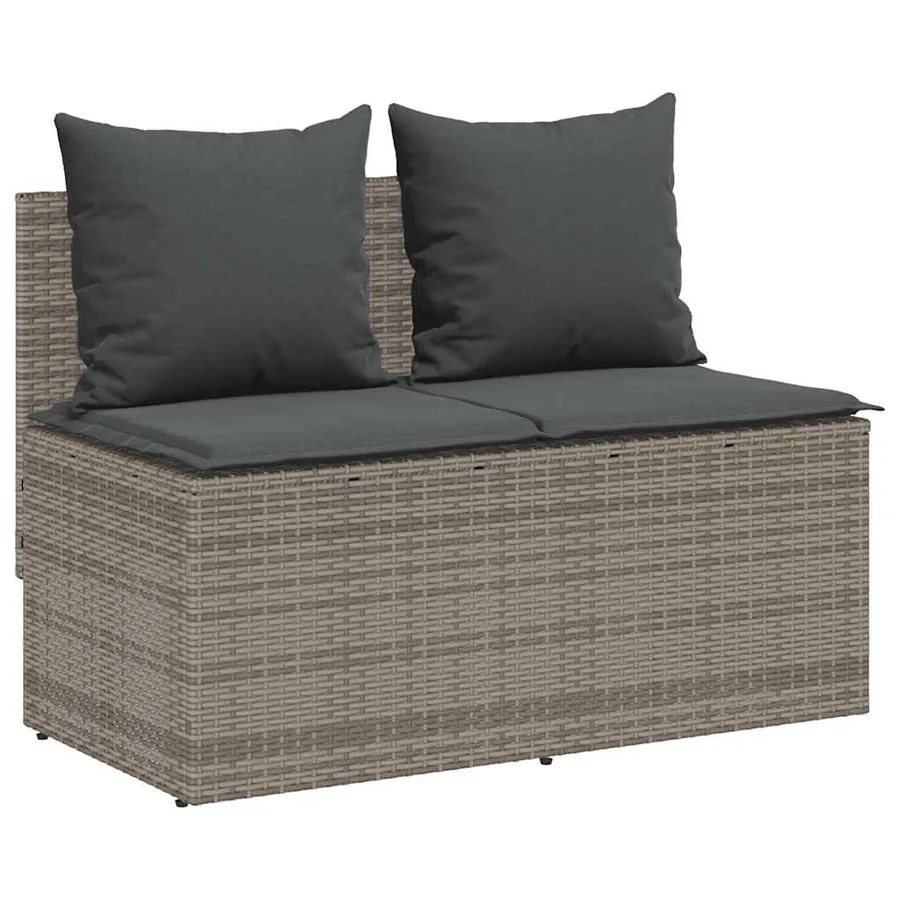 Ensemble à manger de jardin 3 pcs coussins gris résine tressée - 4