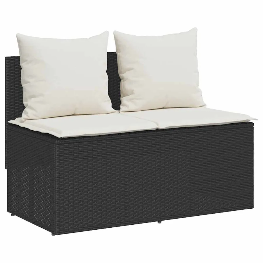 Ensemble à manger de jardin avec coussins 3 pcs Noir - 4
