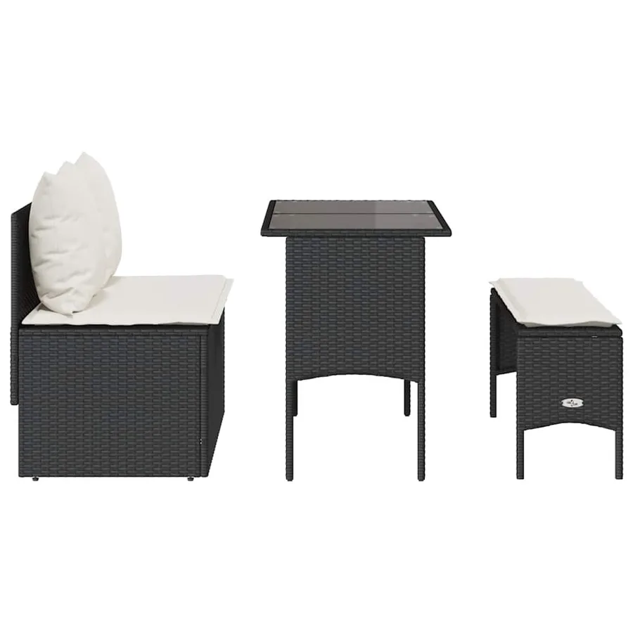 Ensemble à manger de jardin avec coussins 3 pcs Noir - 8