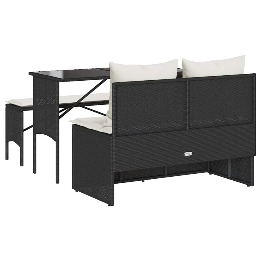 Ensemble à manger de jardin avec coussins 3 pcs Noir - 9