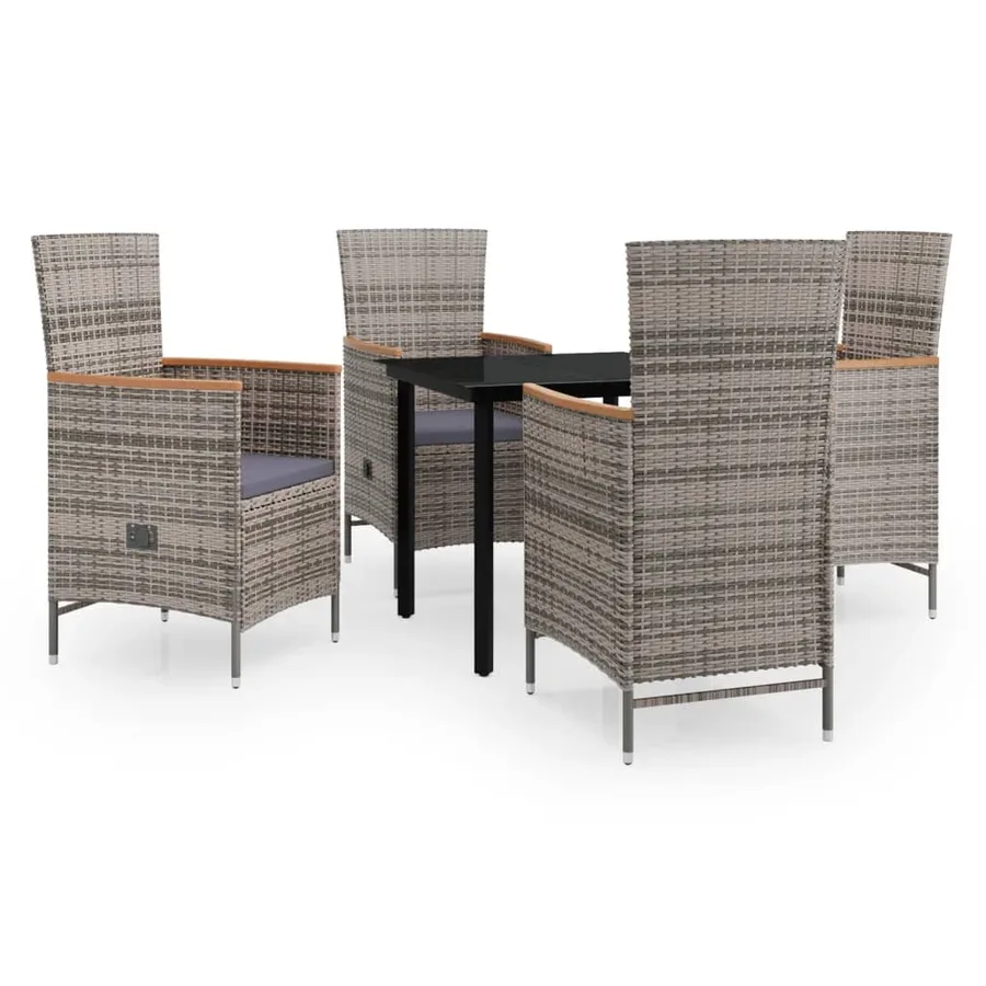 Ensemble à manger de jardin avec coussins 5 pcs Gris - 2