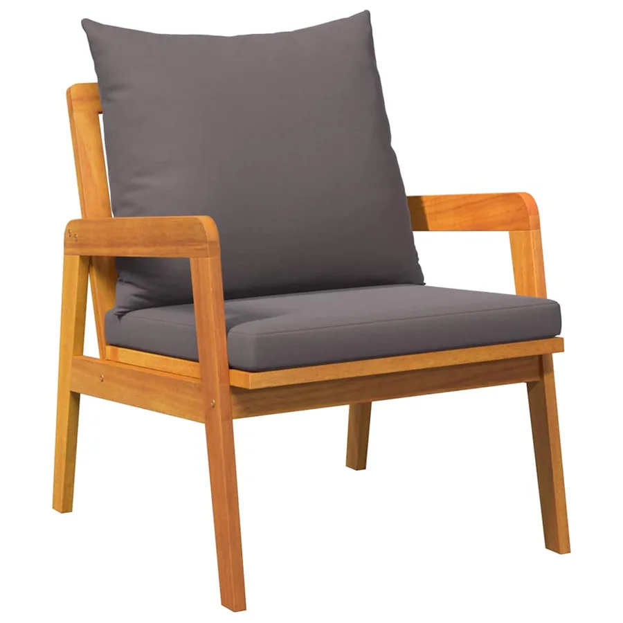 Ensemble bistrot avec coussin 3 pcs Marron Bois d'Acacia Massif - 5
