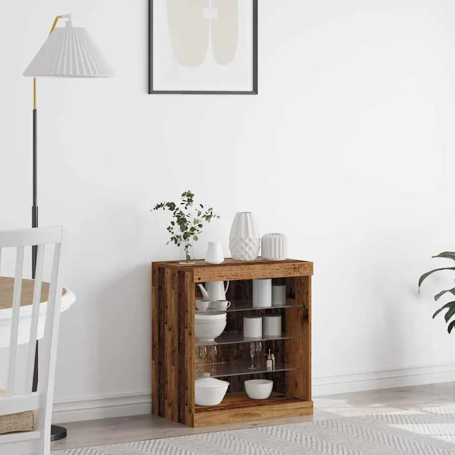 Buffet LED Bois ancien 60,5 x 37 x 67 cm Bois d'ingénierie