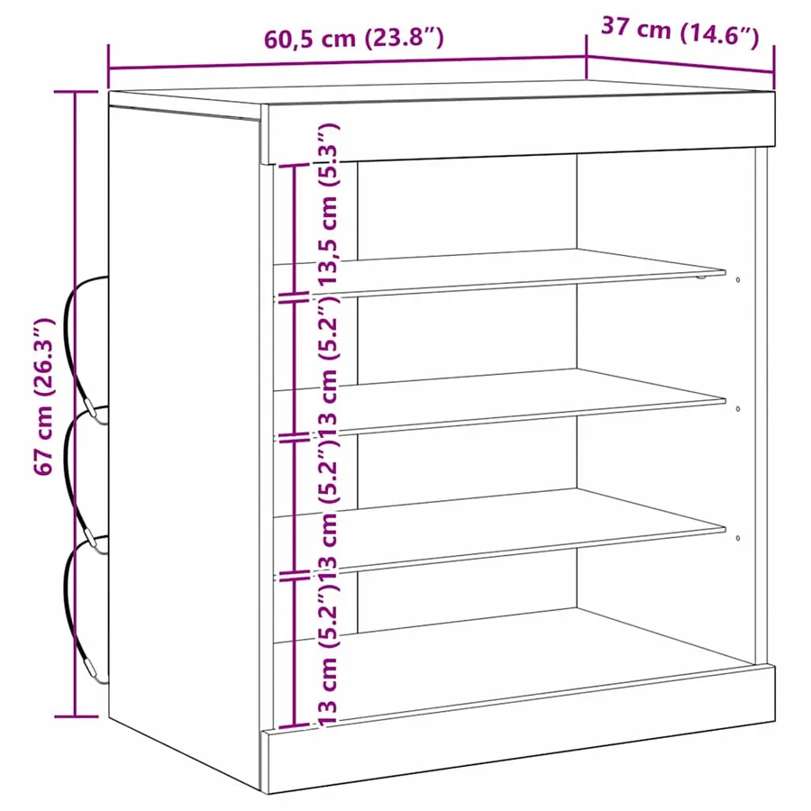 Buffet LED Bois ancien 60,5 x 37 x 67 cm Bois d'ingénierie - 13