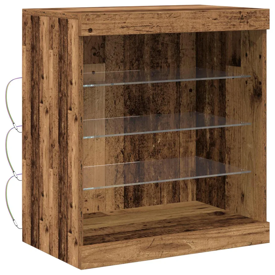 Buffet LED Bois ancien 60,5 x 37 x 67 cm Bois d'ingénierie - 2