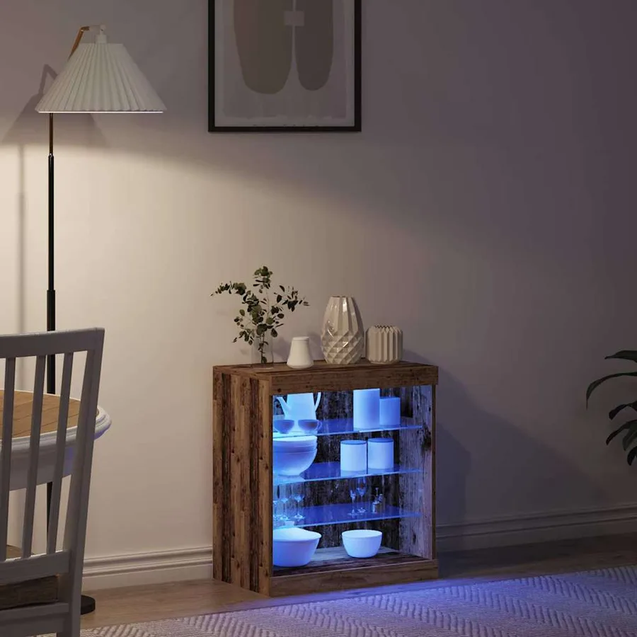 Buffet LED Bois ancien 60,5 x 37 x 67 cm Bois d'ingénierie - 5