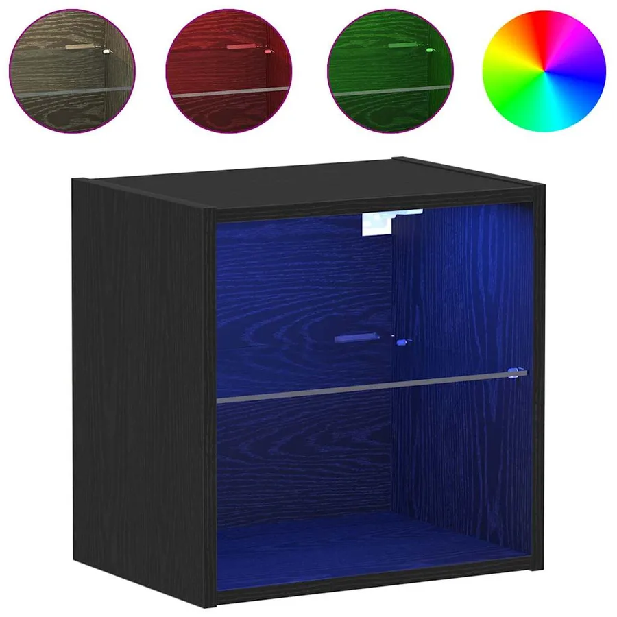Étagère flottante avec lumière LED Noir 40 x 28,5 x 40 cm - 4