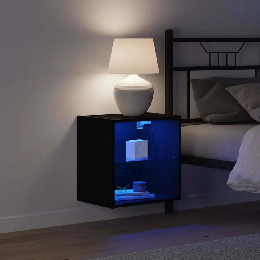 Étagère flottante avec lumière LED Noir 40 x 28,5 x 40 cm - 5