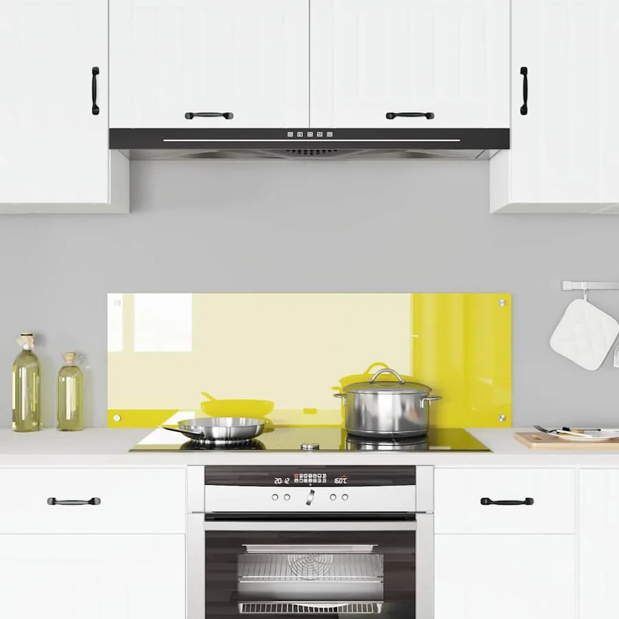 Crédence de cuisine Jaune 120 x 40 cm verre trempé - 3