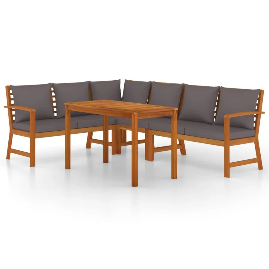 Ensemble à manger de jardin coussins 5 pcs Bois acacia - 2