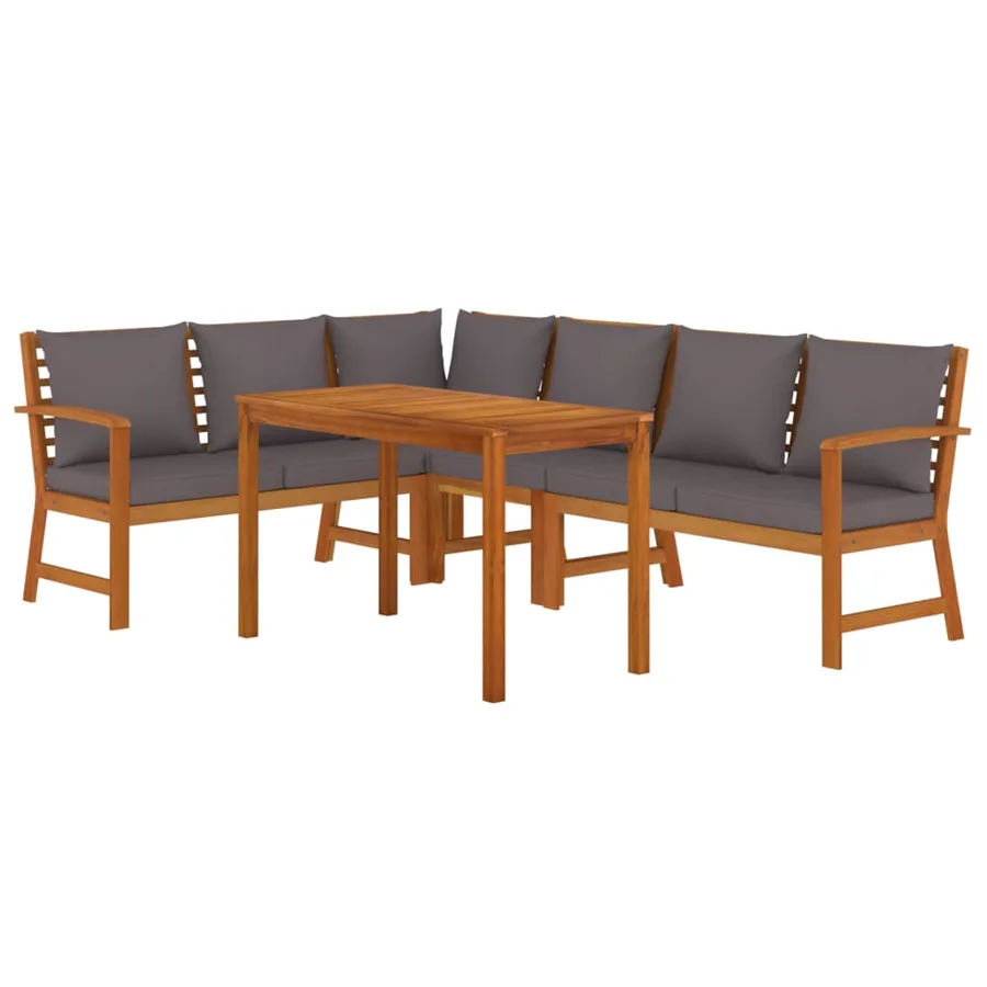 Ensemble à manger de jardin coussins 5 pcs Bois acacia - 3