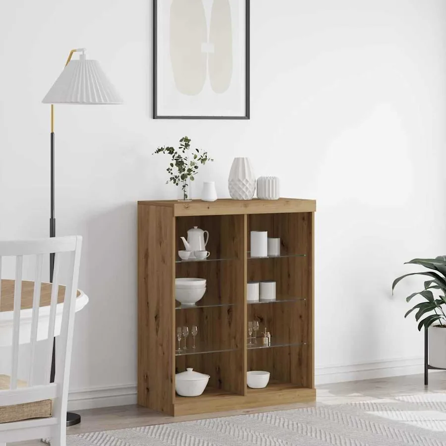 Buffet LED Chêne artisanal 81 x 37 x 100 cm Bois d'ingénierie